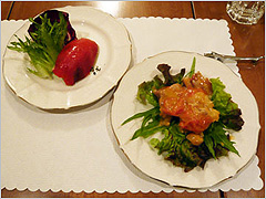 前菜は冷菜2品だけでもボリュームいっぱい。